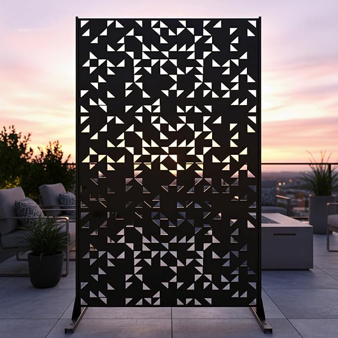 Metal Privacy Screen Outdoor 6FT – Laser-Cut Geometric Mosaic Decorative Steel by TALLYVERUS
