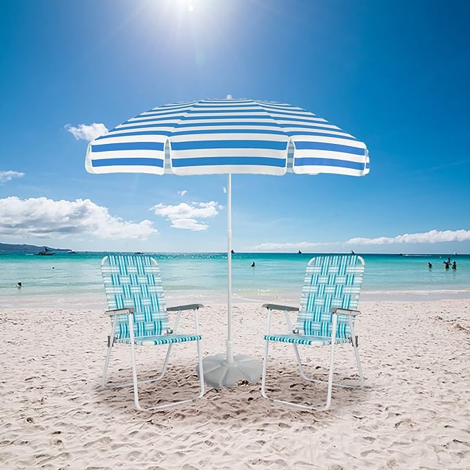 VINGLI Patio Lawn Webbed Folding Chairs Set of 4, Outdoor Beach Chair Portable - Image 2