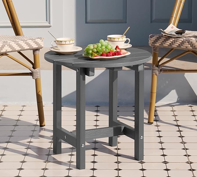 Y&M Outdoor Side Table, Waterproof Four-Legged Round Entryway End Table - Image 2