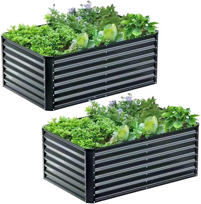 4x2x2FT Galvanized Raised Garden Bed, Galvanized Planter Boxes Outdoor by AyenGuard