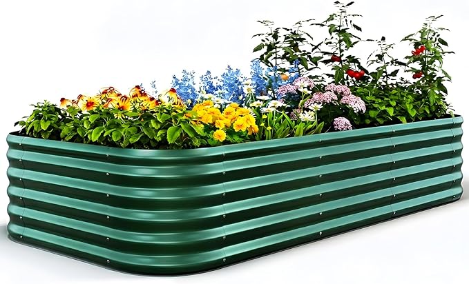 Quictent Galvanized Raised Garden Bed Kit, Strengthened by Crossbar, Dark Green by QUICTENT