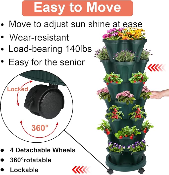 DUNCHATY Stackable Planter, Vertical Garden Planter - Image 2