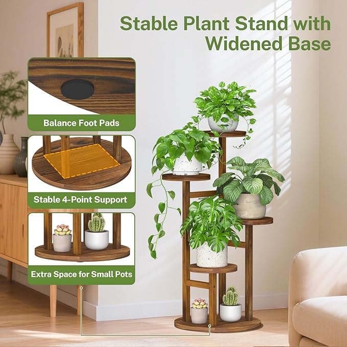 iDavosic.ly 4 Tier Plant Stand Indoor, Tiered Corner Wood Multiple Flower - Image 6