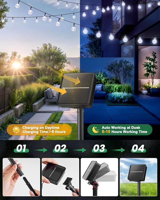 Brightown 2-Pack 120 LED 72 FT Solar String Lights Outdoor, Waterproof Solar - Image 7