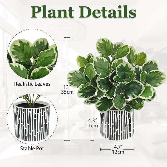 13" Artificial Plants Indoor Small Fake Plant in Ceramic Pot, Silk Plants - Image 2