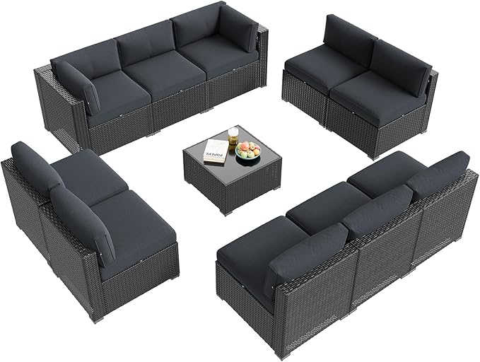 Aoxun Patio Furniture Set, 11 Piece Outdoor Sectional Sofas - Image 9