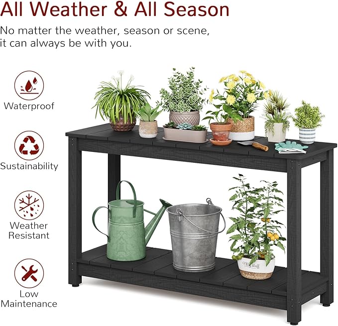 Stoog Outdoor Console Table, All-Weather 2-Tier Patio Console Table - Image 4