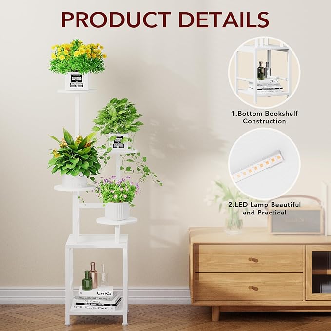 Plant Stand Indoor with Grow Light, 5-Tiered Tall Plant Stand Indoor, Metal - Image 6