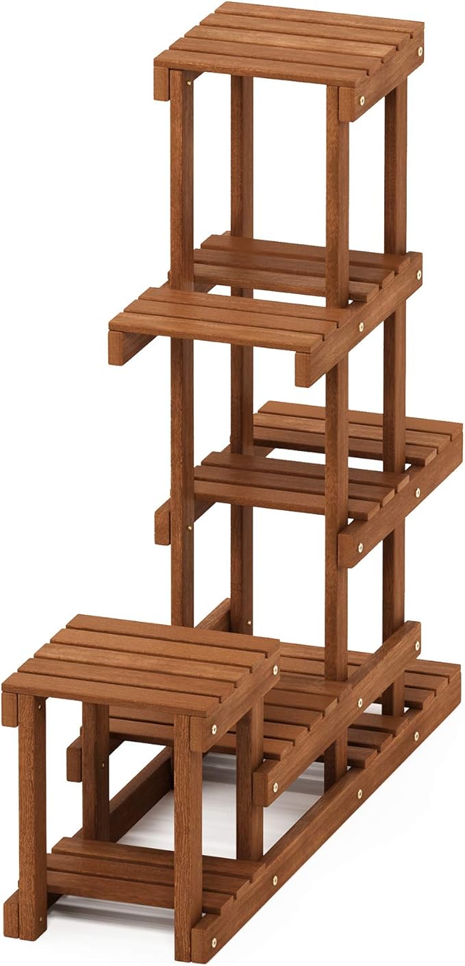 Furinno FG18451 Tioman Hardwood Patio Furniture Outdoor Flower Stand in Teak Oil - Image 6