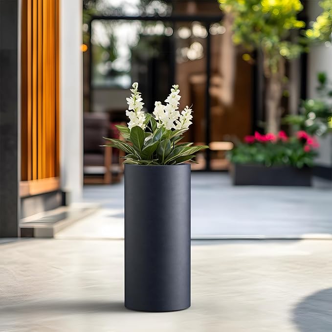 Kante 23.6 Inch Tall Cylindrical Planter, Large Round Plant Pots - Image 3