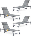 4 Pack Foldable Chaise Lounge Chair by HOMELYM