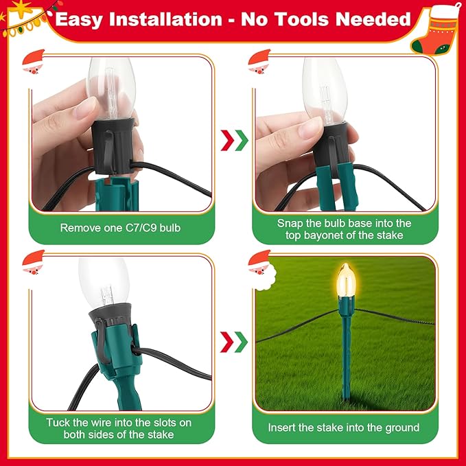 60 Pcs 7.5 Inch Christmas Light Stakes, Christmas Yard Stakes - Image 3