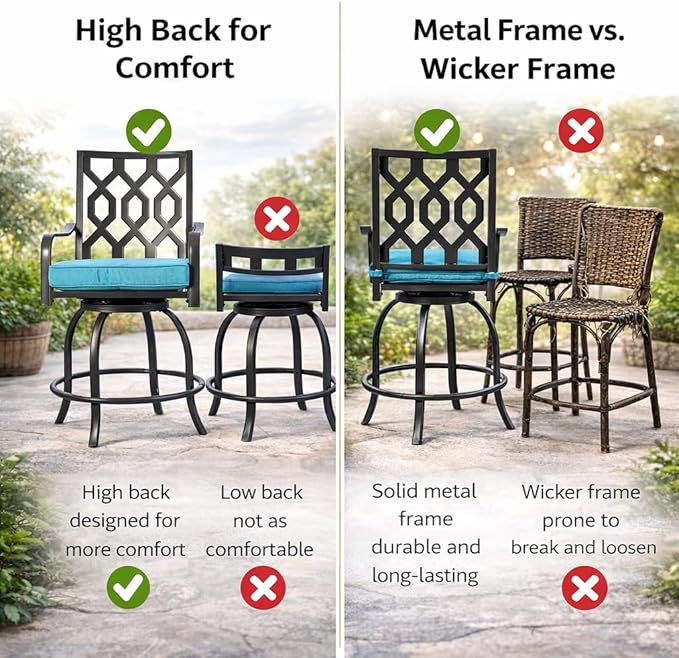 Kozyard Isabella Outdoor Swivel Bar Chairs, Counter Height Patio Bar Stools Set - Image 6