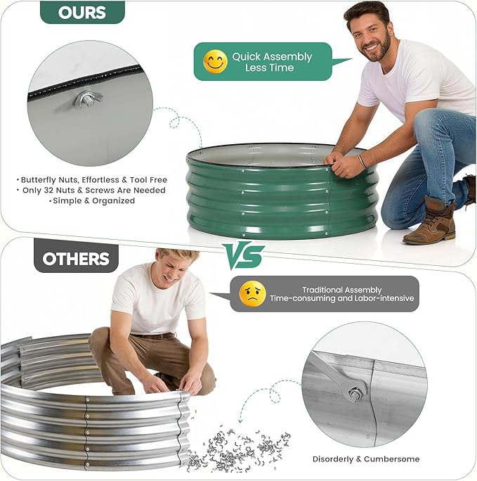 ZORMY Galvanized Raised Garden Bed Outdoor, Round Metal Planter Boxes 2 Pcs - Image 5