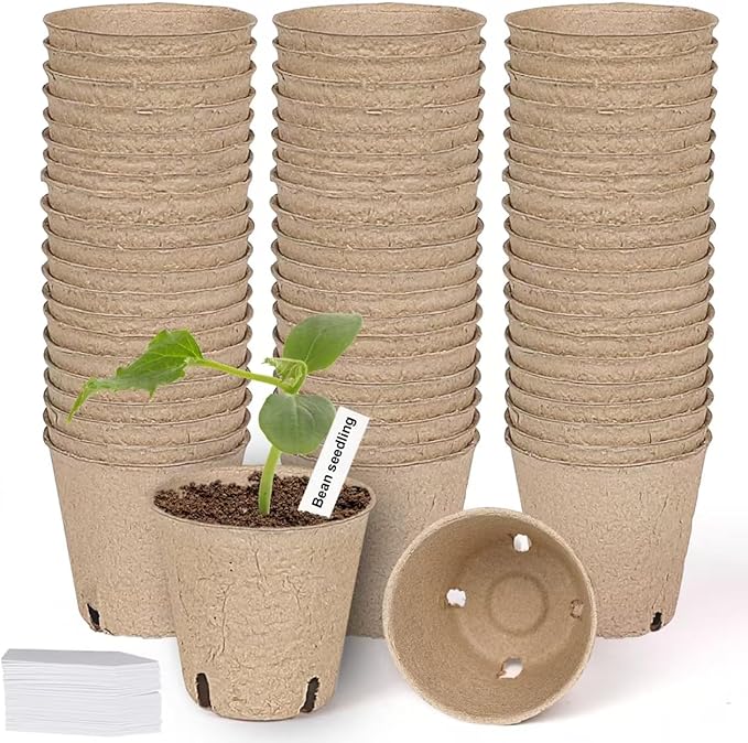 60 Packs 3.15 Inch Peat Pots, Biodegradable Pots by JNYONG