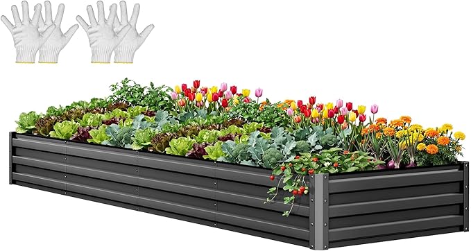 YITAHOME 12x4x1ft Large Raised Garden Bed Kit, Galvanized Metal Planter Box by YITAHOME
