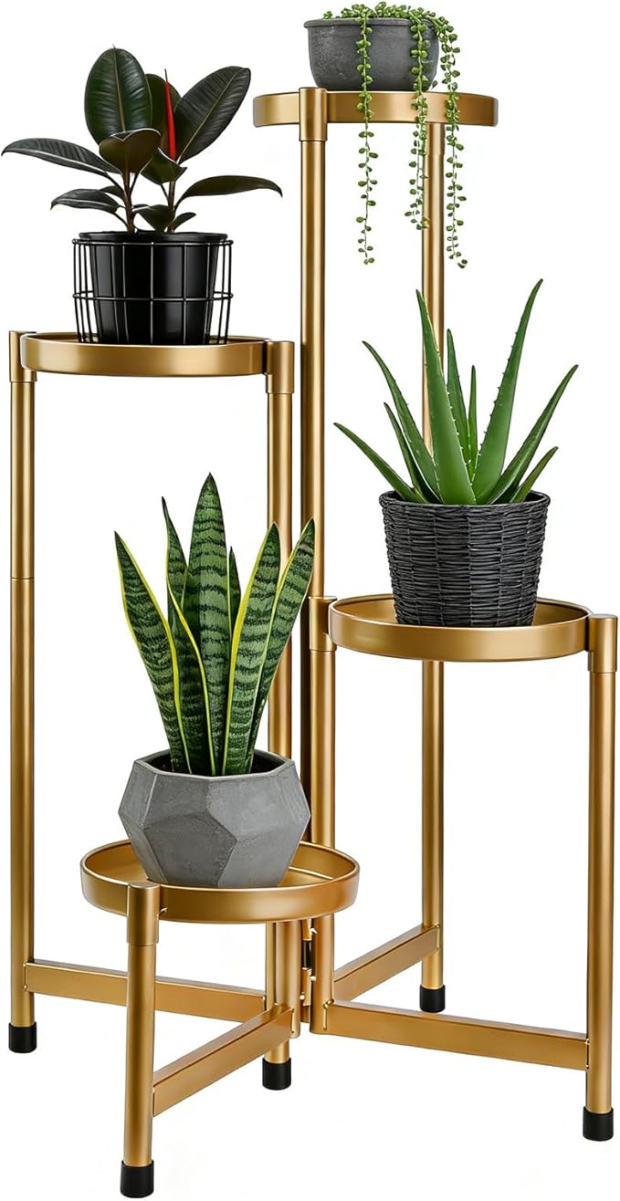 4 Tier 31 Inch Plant Stand Indoor Outdoor, Metal Plant Shelf Waterproof by Unknown