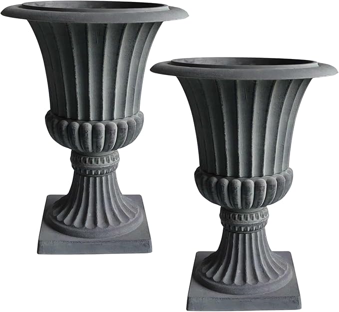 Urn Planters 22", Tall Stone-Resin Pedestal Planters by Austram