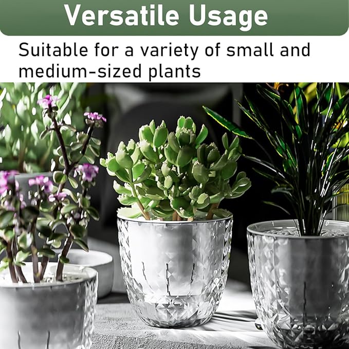 2 Pack 4 inch Self Watering Plants Pots Planters - Image 8