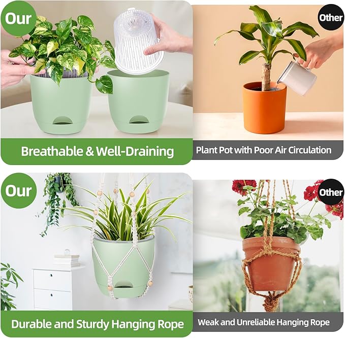 2-Pack 7..1-Inch Self-Watering Hanging Planters - Image 2