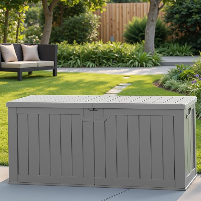 Patiowell 240 Gallon Large Outdoor Storage Box, Waterproof Deck Box - Image 6