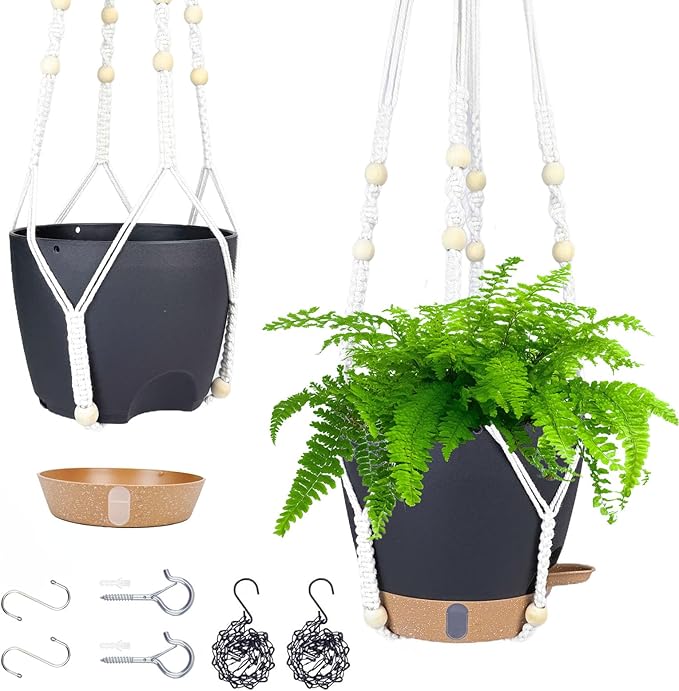Hanging Planter Self Watering 8 Inch, 2 Pack Hanging Baskets by Fielda