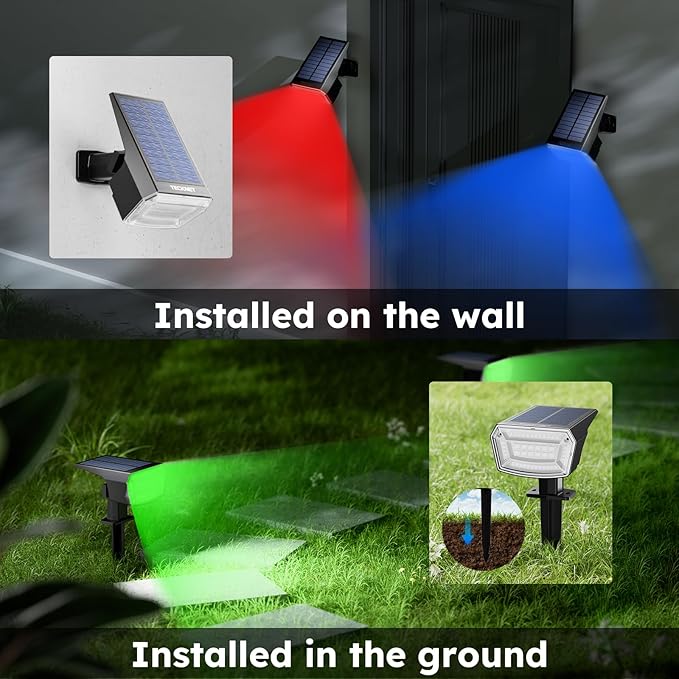 TECKNET Solar Color Changing Lights, 7 Lighting Modes Solar Spot Lights Outdoor - Image 5