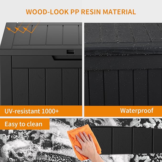 31 Gallon Resin Deck Box, Lockable Patio Outdoor Storage Box - Image 6