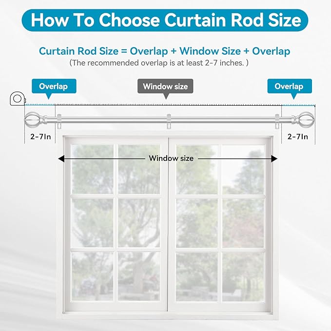 Silver Curtain Rods for Windows 28 to 48 Inch, 5/8" Diameter Heavy Duty Metal - Image 4
