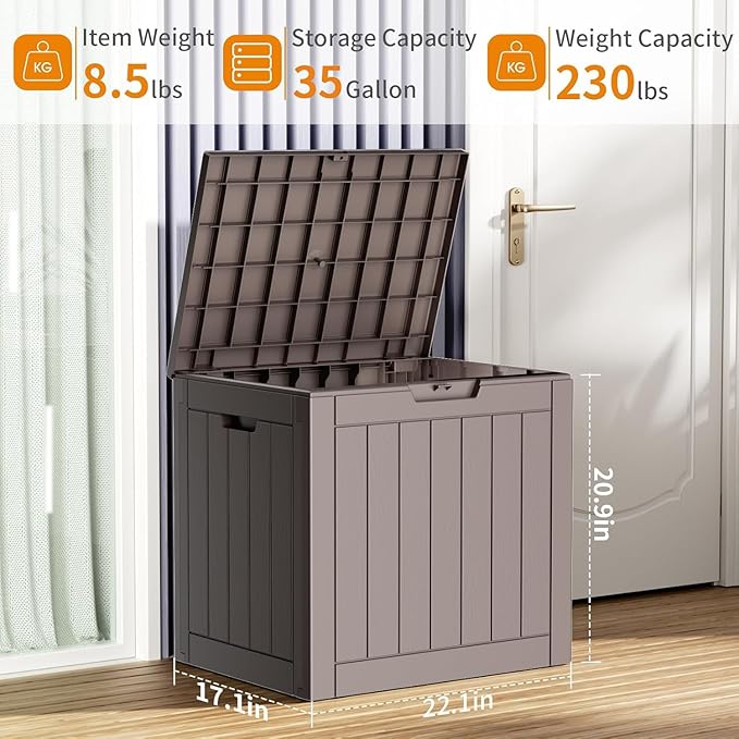 DRATO 35 Gallon Deck Boxes Resin Outdoor Storage Box UV Resistant Outside Deck - Image 2