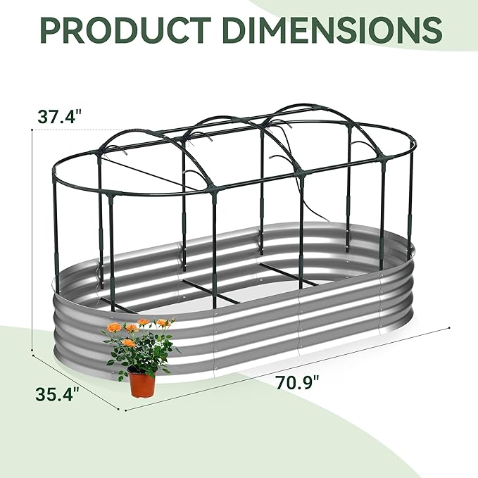 Raised Garden Bed with Self-Watering System, Oval Galvanized Raised Beds - Image 4
