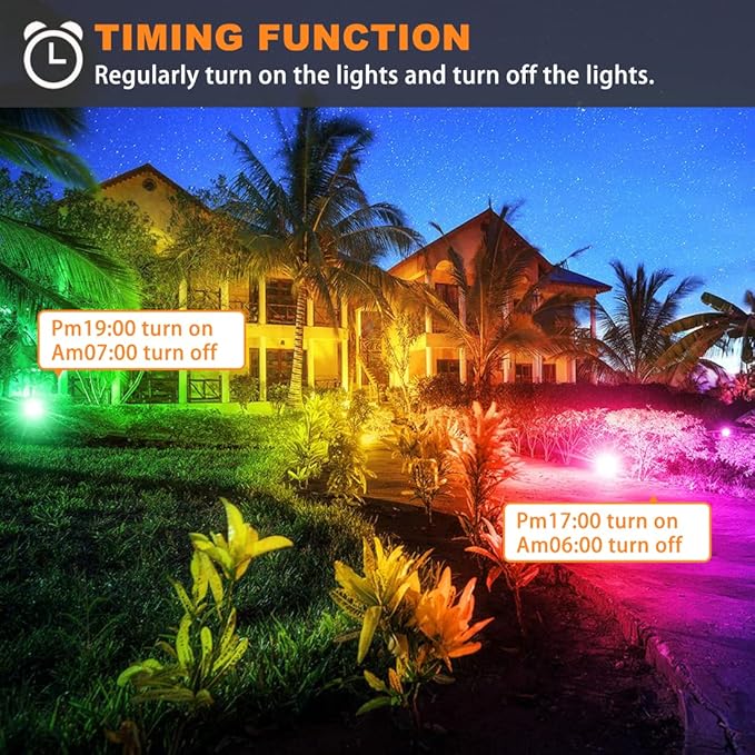 LED Flood Light Outdoor 30W, 300W Equivalent 3000LM Smart RGB Landscape Lighting - Image 4