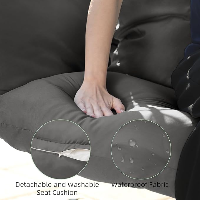 Double Egg Chair with Stand Hammock Swing Chair Foldable Hanging Loveseat - Image 5