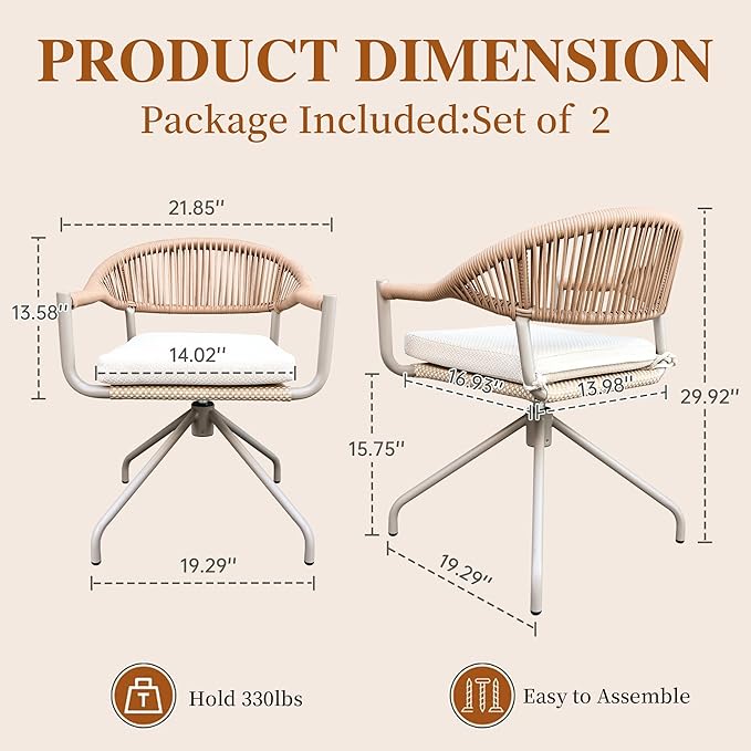 TWT Patio Dining Chairs Outdoor Stackable Dining Chairs - Image 3