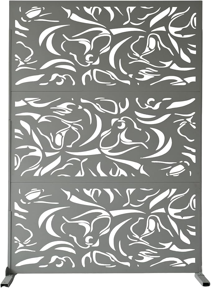 Oakland Living 6 ft. X 4 ft. Grey Freestanding Metal Privacy Screen Room Divider - Image 3