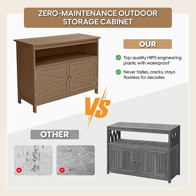 HIPS All-Weather Outdoor Storage Cabinet, Outdoor Sideboard - Image 6