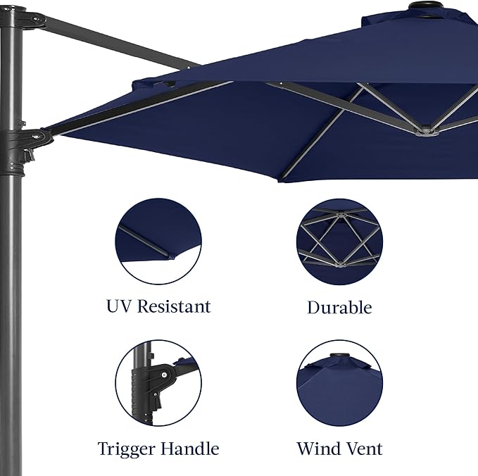 Best Choice Products 10ft Offset Cantilever Hanging Market Patio Umbrella - Image 7