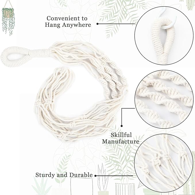 Augshy 27inch Macrame Plant Hanger, 2 Packs Plant Hangers - Image 3