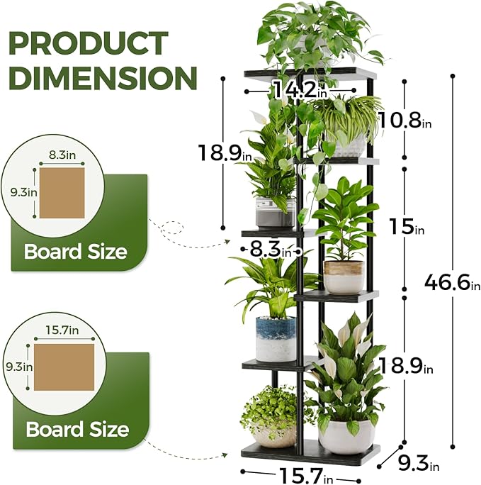 Bamworld Tall Plant Stand Indoor, 6 Tier Metal Plant Shelf - Image 6