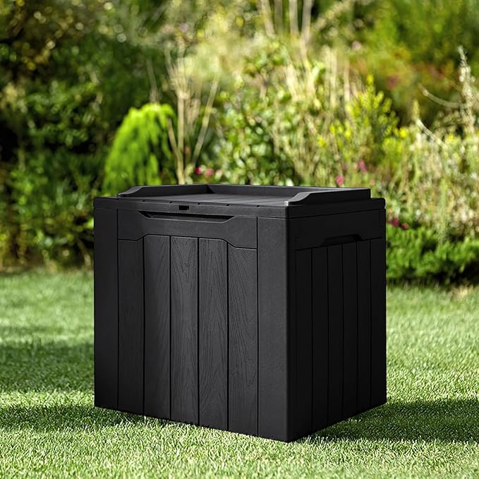JUMMICO 31 Gallon Resin Deck Box Waterproof Indoor Outdoor Storage Boxes - Image 5