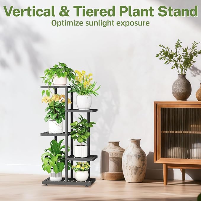 iDavosic.ly Plant Stand Indoor Outdoor, 4-Tier Tall Metal Flower Shelf - Image 5