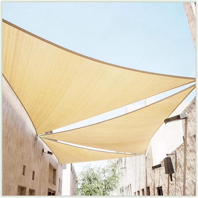 ColourTree 10' x 10' x 10' Beige Sun Shade Sail Triangle CTSLT10 by ColourTree