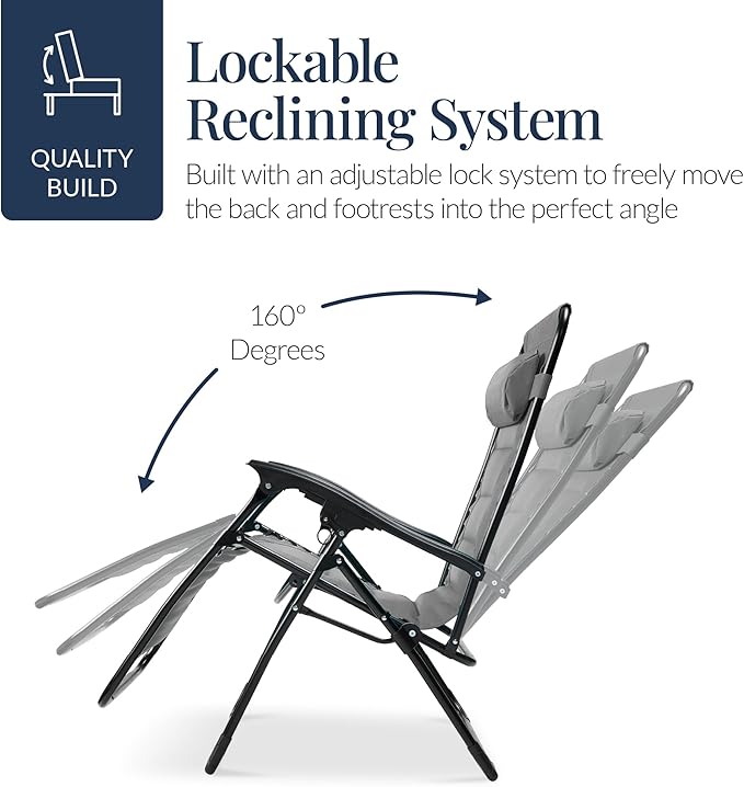 Best Choice Products Oversized Padded Zero Gravity Chair, Folding Outdoor Patio - Image 7