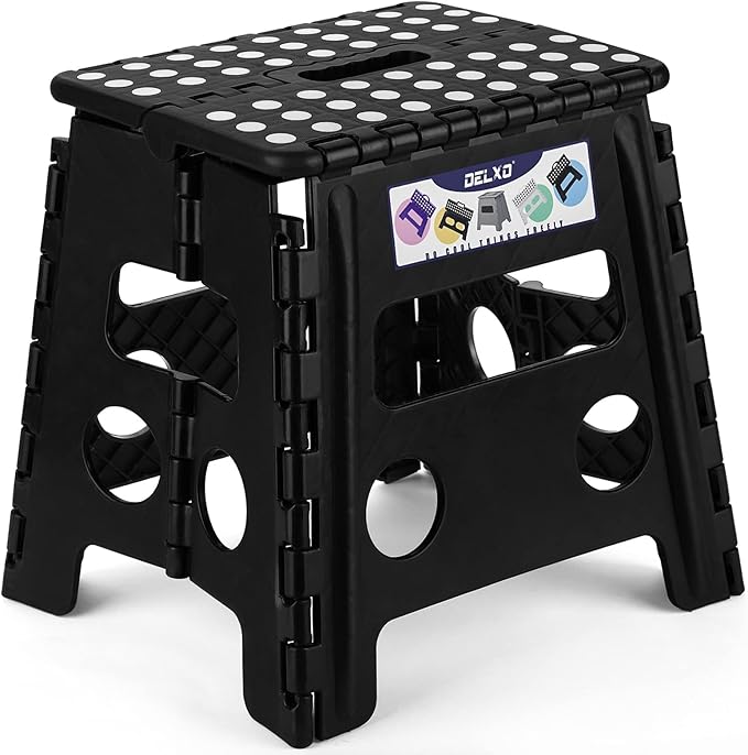 Delxo Folding Step Stool, 13 inch Non-Slip Foldable Stools Up to 300 LBS by Delxo