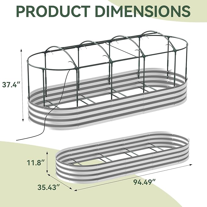Raised Garden Bed with Sprinkler Timer and Self-Watering System, Oval Raised - Image 5