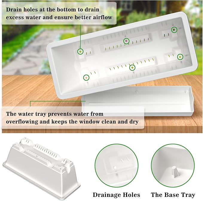 8pcs Rectangle Window Boxes Planters, 17 Inches Long Window Sill Planter Box - Image 4