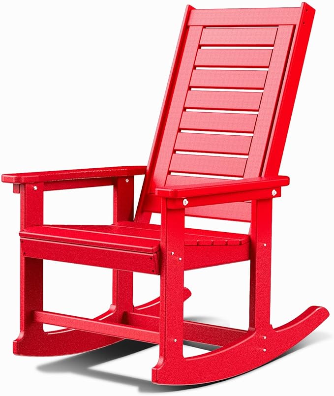 GREENVINES Outdoor Rocking Chairs | Porch Rocker | HDPE Plastic | Red | by GreenVines