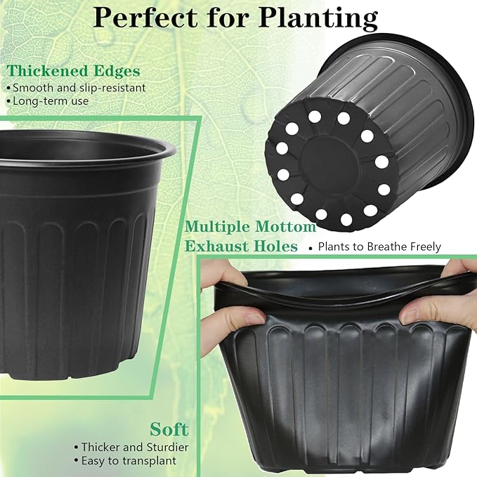 60-Pack 2 Gallon Flexible Plastic Plant Pots - Image 3