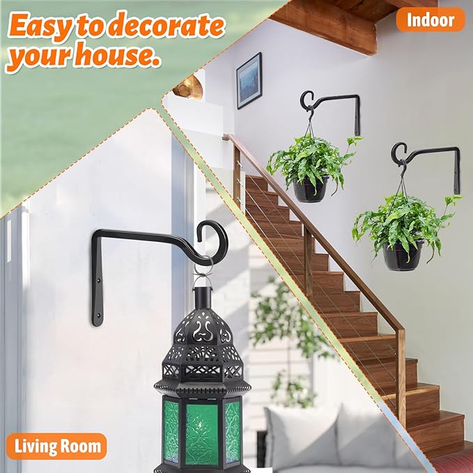 Plant Hangers Outdoor 4 Pack 10 Inch Metal Hanging Plant Bracket Metal Hanging - Image 7
