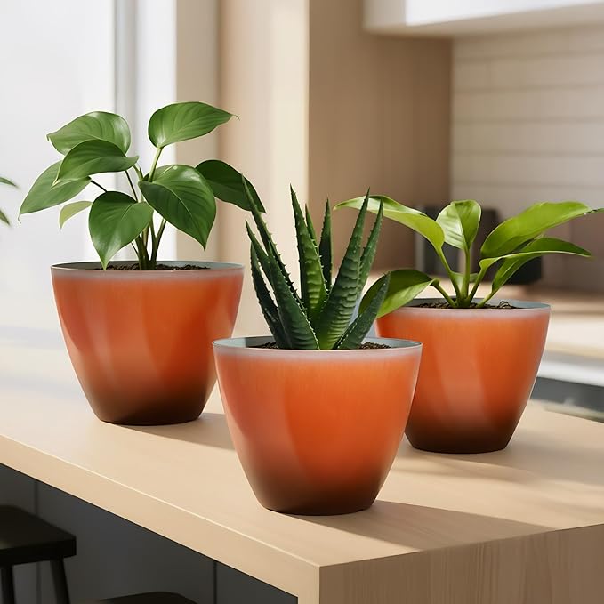 2 Pack Plastic Plant Pots with Drainage Holes, 8 inch Planter - Image 7